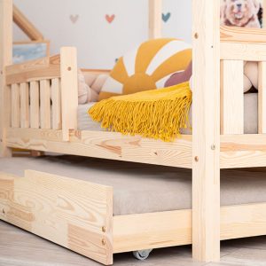 Lit Cabane Pipit 160 x 80 cm avec Barrière de protection et tiroir - variante 2