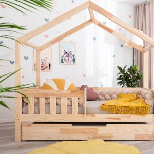 Lit Cabane Pipit 160 x 80 cm avec Barrière de protection et tiroir - variante 2