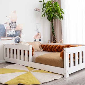 Op de afbeelding: Kinderbed bedhuisje Vedo 160x80cm met leuning