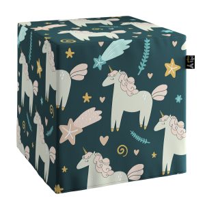 Puff with print Cube Unicorn