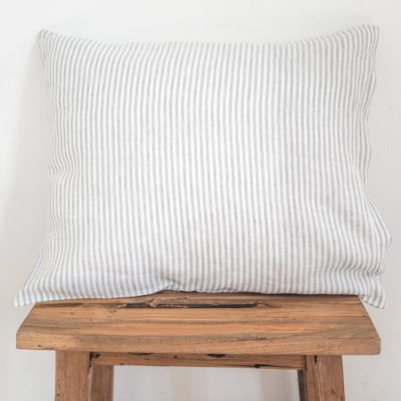 Linen pillow cases - classic - gray stripes