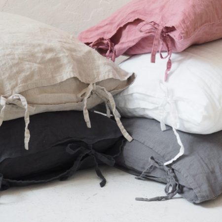 Linen Pillow Cases with ribbons