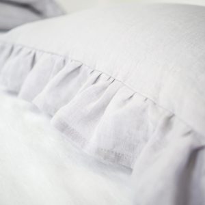 Linen pillow cases with frill - Light Gray