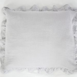 Linen pillow cases with frill - Light Gray