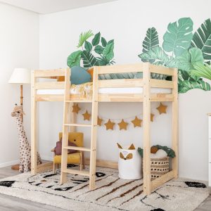 In the photo: Loft bed - Sigelo I 160 x 80 cm, with a ladder in the middle