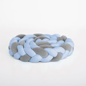 Nárazník postele – dvoubarevný oplet - blue grey