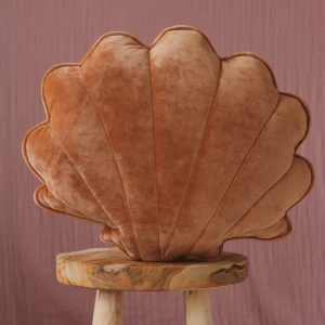 Kleines muschel kissen - Soft velvet - Caramel