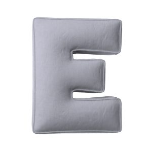 Pillow letter E Silvery grey