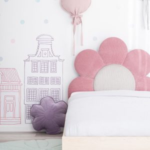 Lit d'enfant, Lit capitonné Daisy Colors - Rose, Cream
