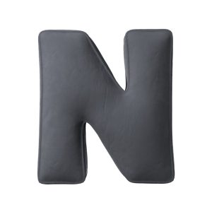 Coussin lettre N Graphite grey