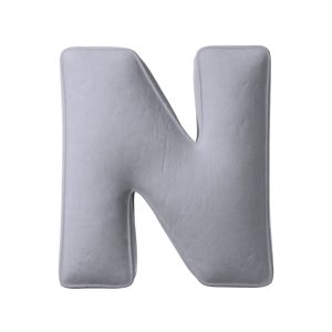 Coussin lettre N Silvery grey