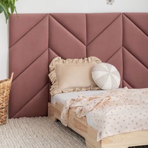Nella foto: Letto montessori Vano 160x80cm e pannelli a muro imbottiti - Herringbone