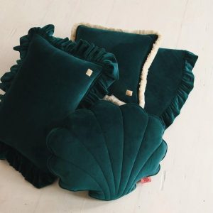 Kleines muschel kissen - Soft velvet - Emerald