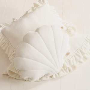 Kleines muschel kissen - Soft velvet - White
