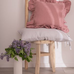 Linen Pillow Cases with ribbons - Light Gray