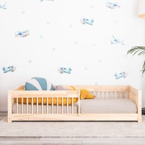 Op de foto: Kinderbed met leuning - Vedo 160x80 cm, leuning met ronde spijlen.