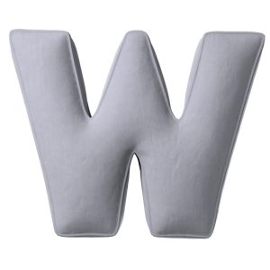 Pillow letter W Silvery grey