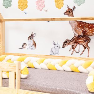 Nárazník postele – dvoubarevný oplet - cream yellow