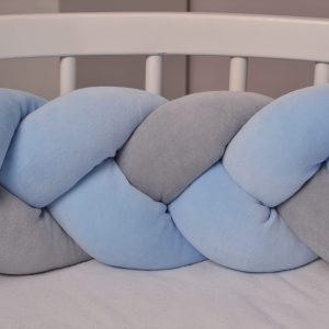 Nárazník postele – dvoubarevný oplet - Blue Gray