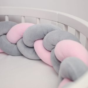 Nárazník postele – dvoubarevný oplet - Gray Pink