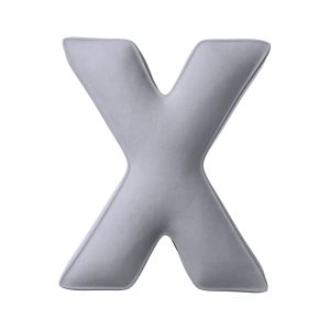 Coussin lettre X Silvery grey