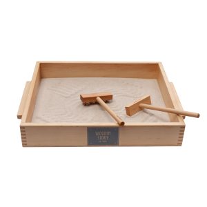 Natural Wood Montessori Sand Tray Single Section & Accessories