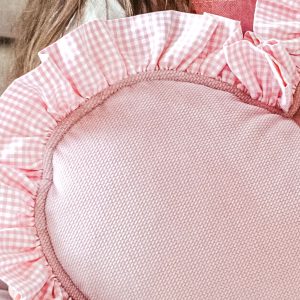 Reversible heart-shaped pillow - Pink gingham