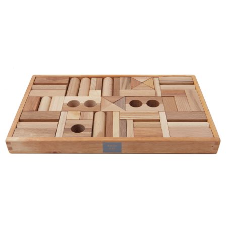 Blocchi di legno con vassoio - 54 pezzi Natural