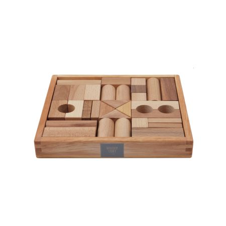 Blocchi di legno in vassoio – 30 pezzi Natural