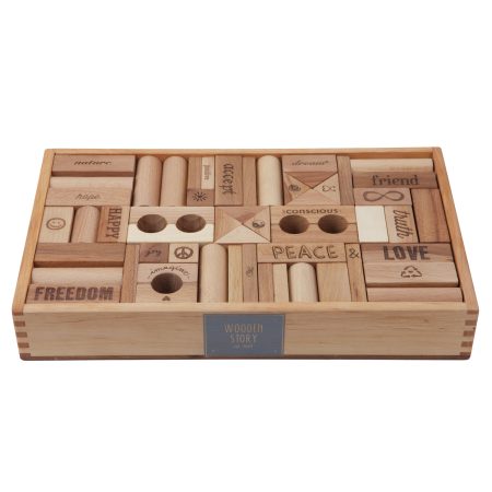 Blocchi di Legno nella Vaschetta Peace & Love con 108 Pezzi