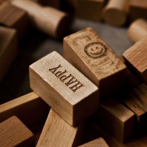 Holzbausteine im Tablett Peace & Love – 108 Teile