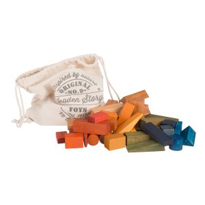 Holzbausteine im XL-Beutel – 50 Teile Rainbow