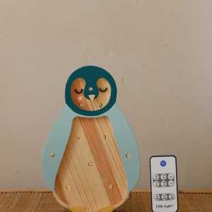Lamp Baby Penguin Mini Teal Wood