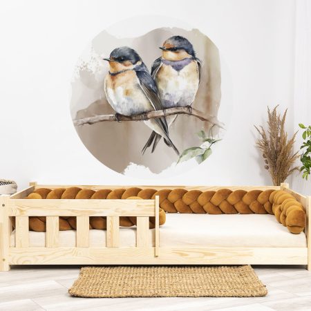 Autocolante de perete - rândunele în cerc. Patul prezentat în această imagine este de 160x80cm.