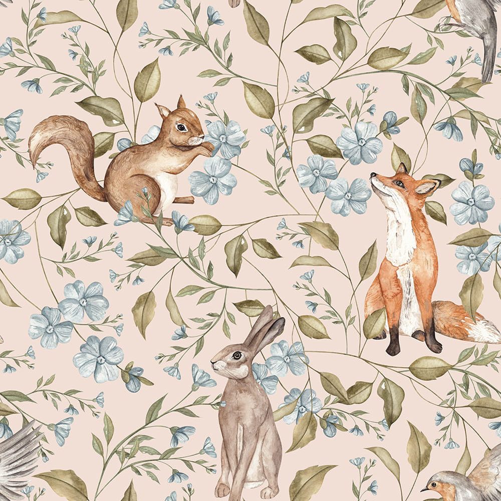 Tapet - Skovforglemmigejer - Beige