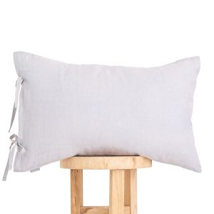 Fundas de almohada de lino con cintas - Light Grey