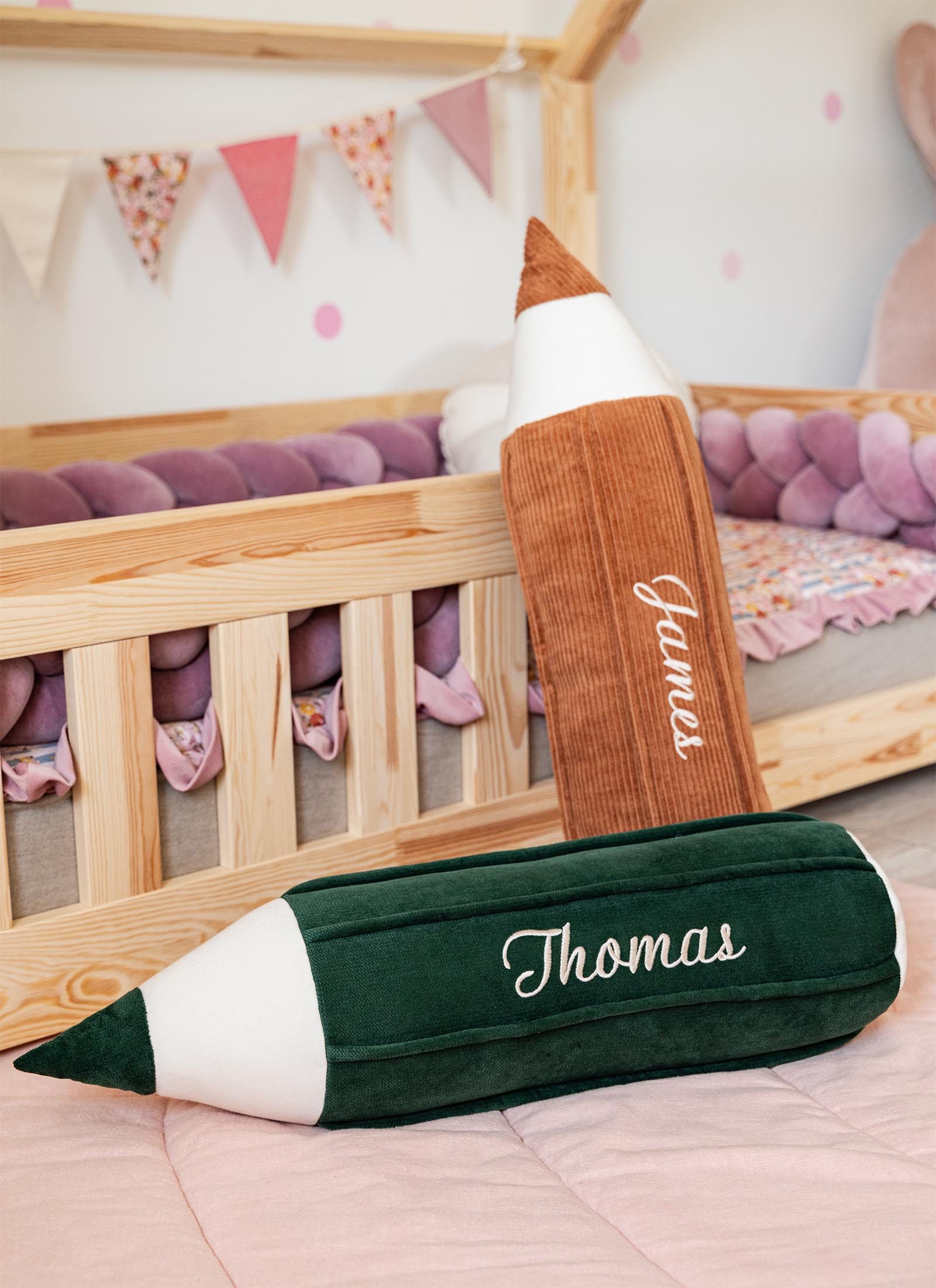 Velvet Crayon-Shaped Cushion