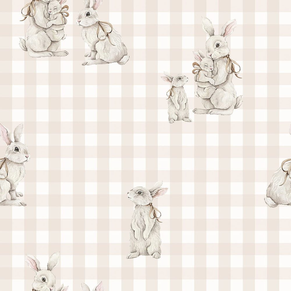 Wallpaper – Royal Bunnies – Beige Checked
