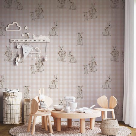 Papel pintado - Conejitos reales – Cuadros beige
