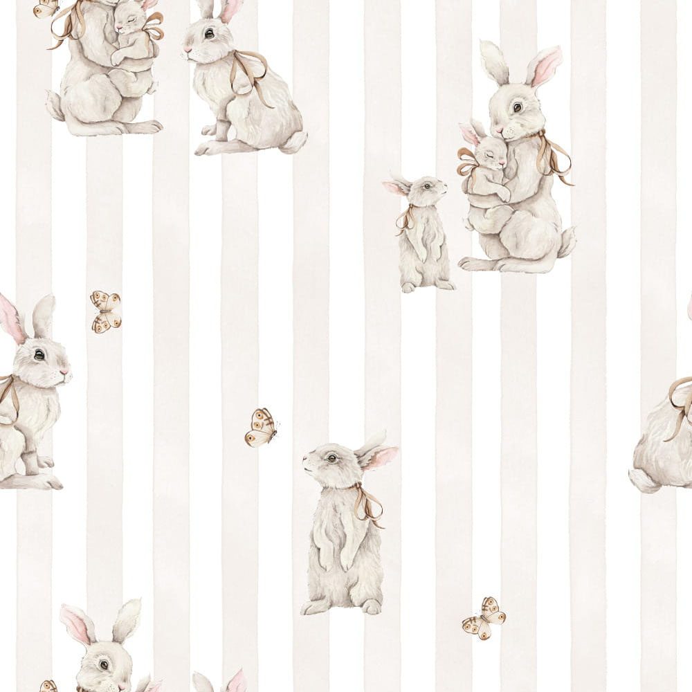Tapet - Kongelige kaniner - Beige striber