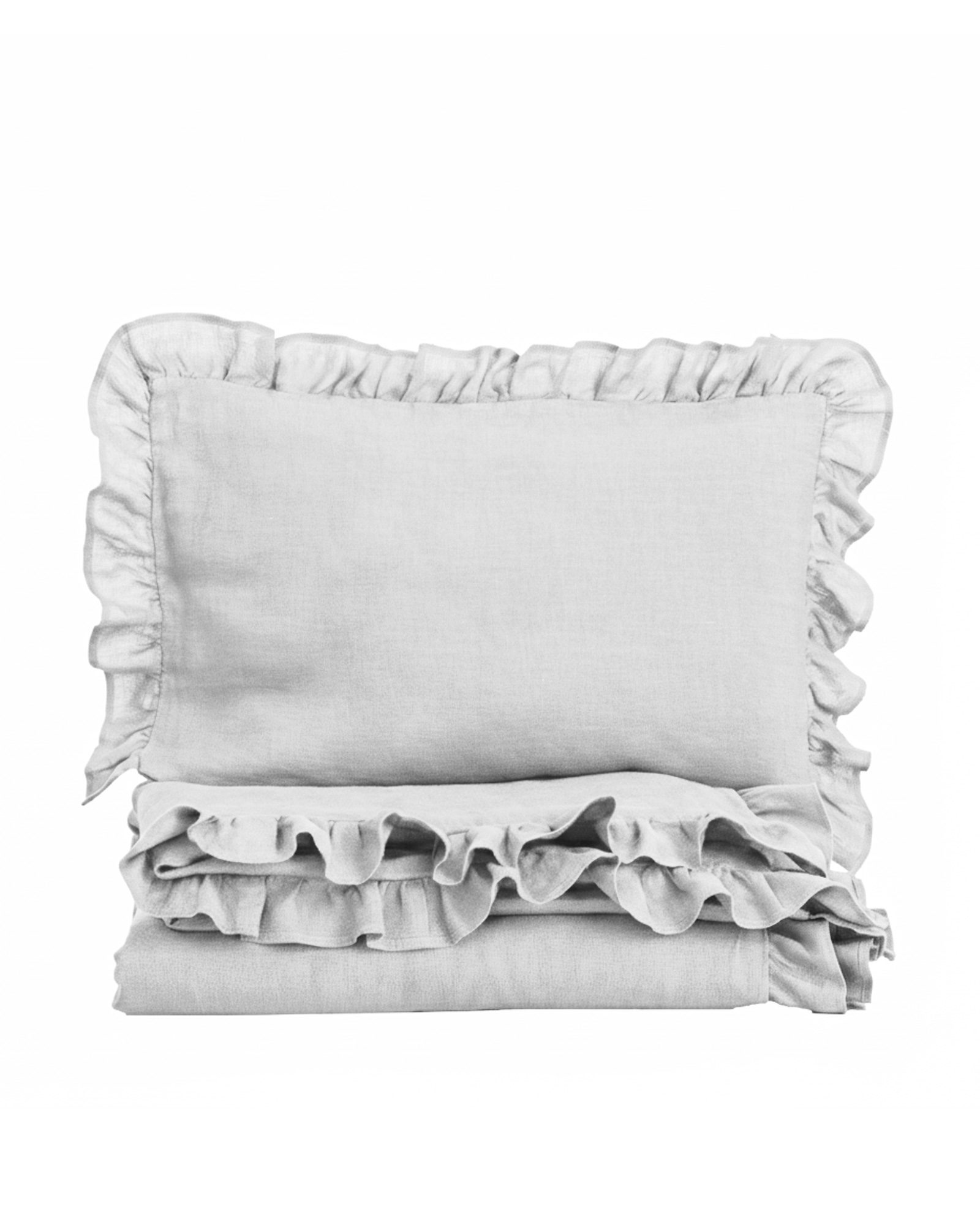 Lnní dětská ložní souprava s volánkem, Barva: Light gray