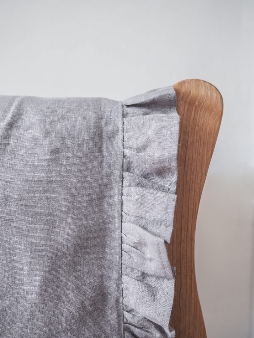 Lnní dětská ložní souprava s volánkem, Barva: True gray