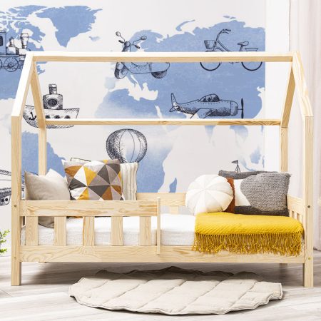 Stickers muraux - Carte des transports du monde 2 XXL. Le lit présenté sur cette photo mesure 160x80cm.