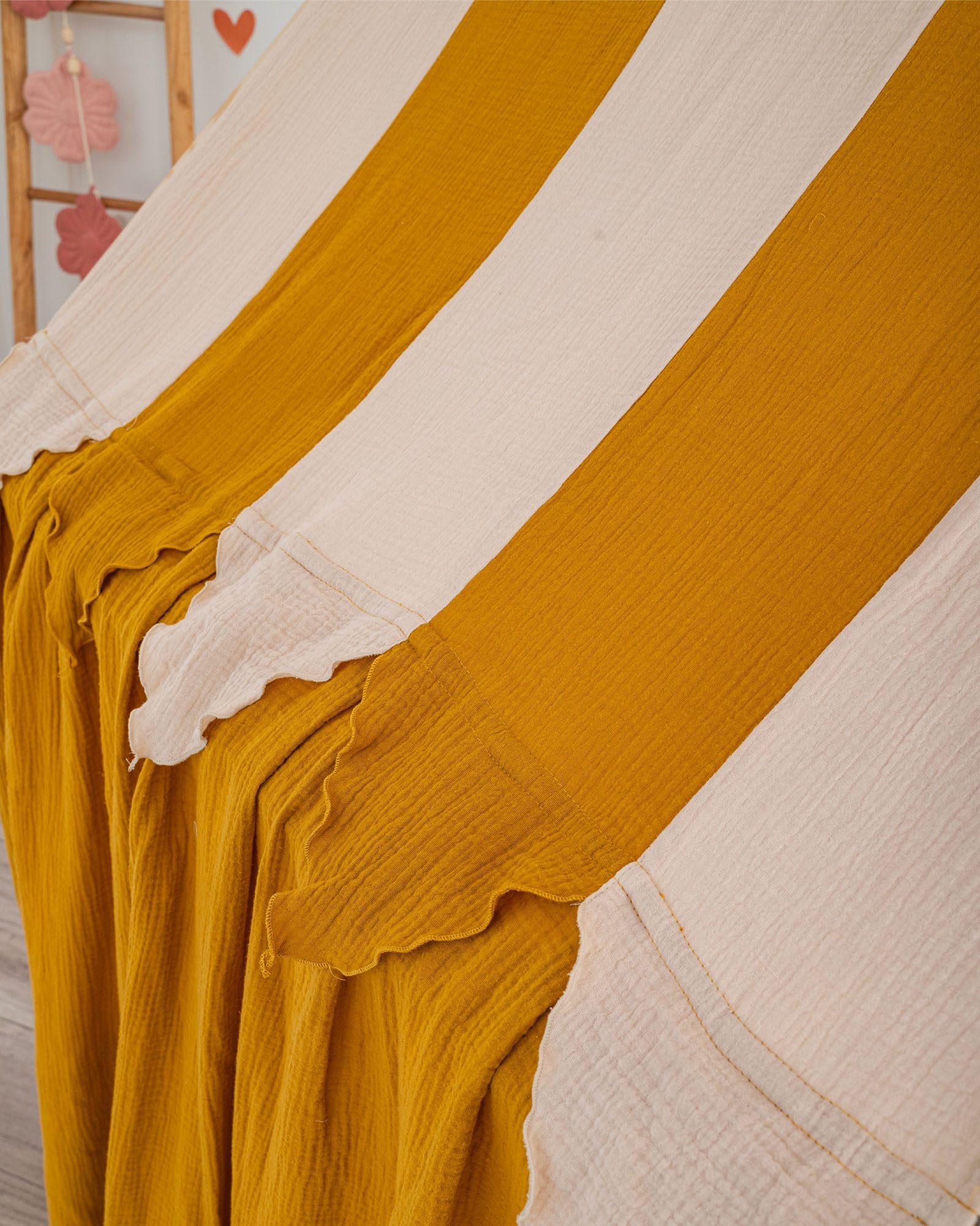 Muslin Canopy – Circus Tent - Beige and Mustard