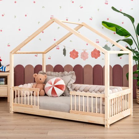 Toddler Bed, House Bed - Pipit Slim, Entrance: centre, floor bed, rail design: round