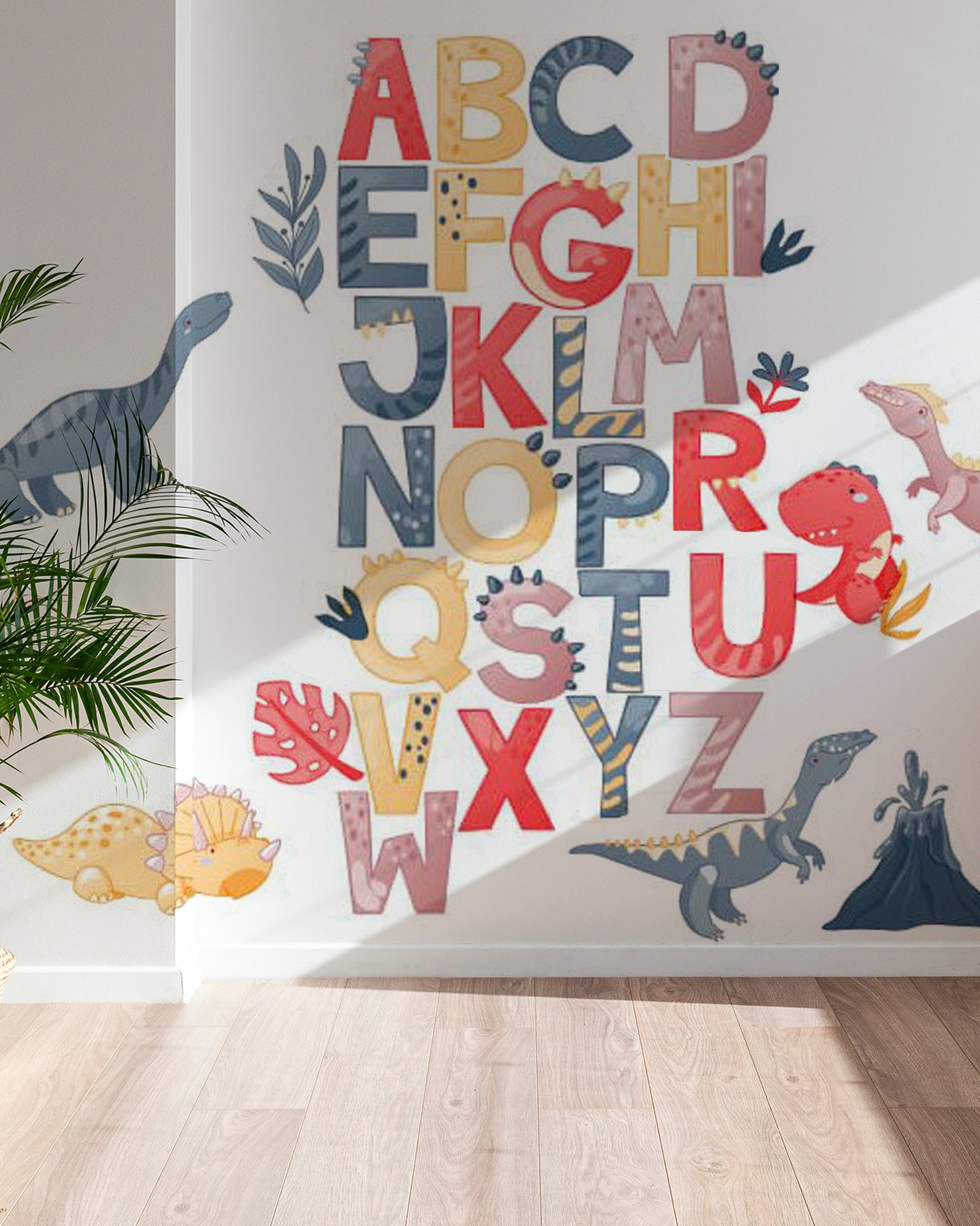 Veggklistremerker - Dino Alphabet XXL.