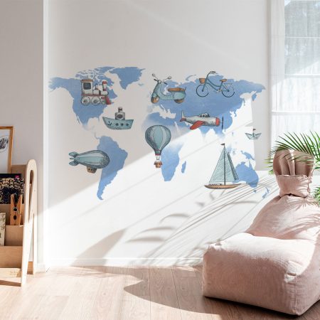 Väggdekaler - Transportkarta över världen XL.